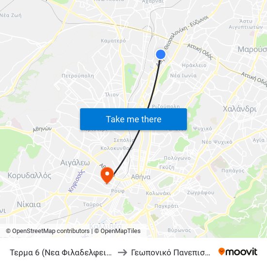Τερμα 6 (Νεα Φιλαδελφεια) - Nea Filadelfia to Γεωπονικό Πανεπιστήμιο Αθηνών map