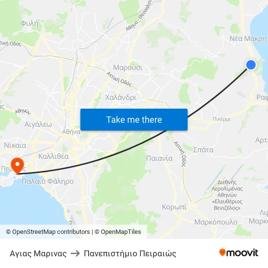 Αγιας Μαρινας to Πανεπιστήμιο Πειραιώς map