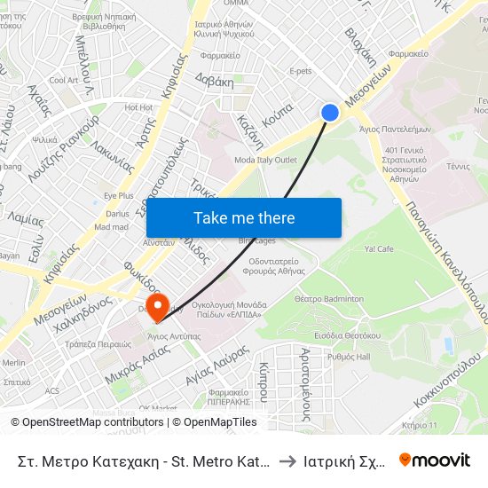 Στ. Μετρο Κατεχακη - St. Metro Katexakh to Ιατρική Σχολή map