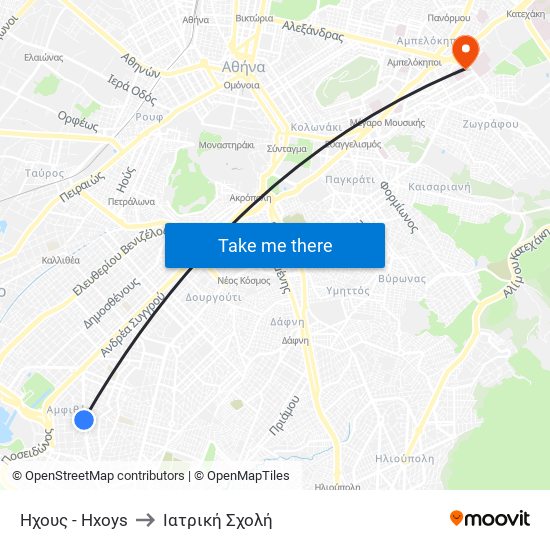 Ηχους - Hxoys to Ιατρική Σχολή map