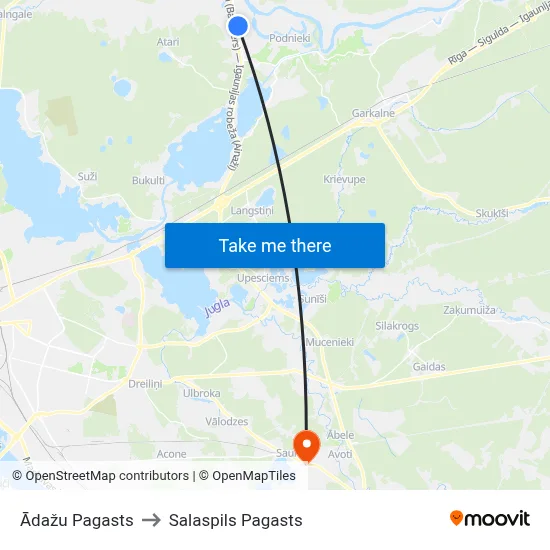 Ādažu Pagasts to Salaspils Pagasts map