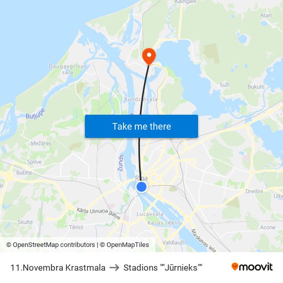 11.Novembra Krastmala to Stadions ""Jūrnieks"" map