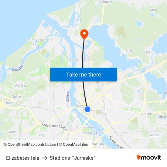 Elizabetes Iela to Stadions ""Jūrnieks"" map