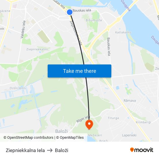 Ziepniekkalna Iela to Baloži map