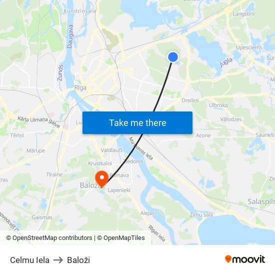 Celmu Iela to Baloži map