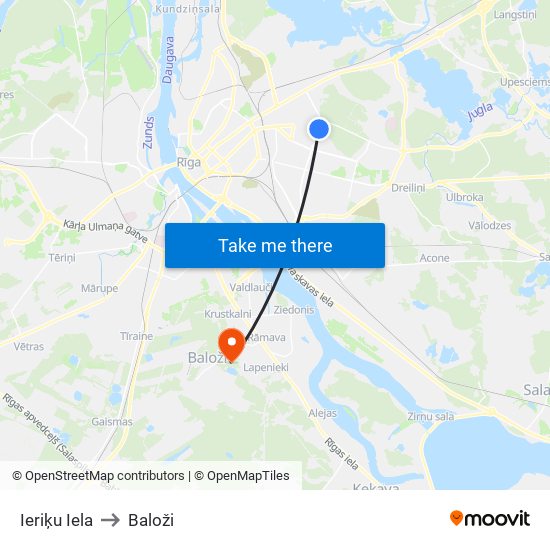 Ieriķu Iela to Baloži map