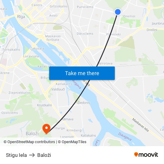 Stigu Iela to Baloži map