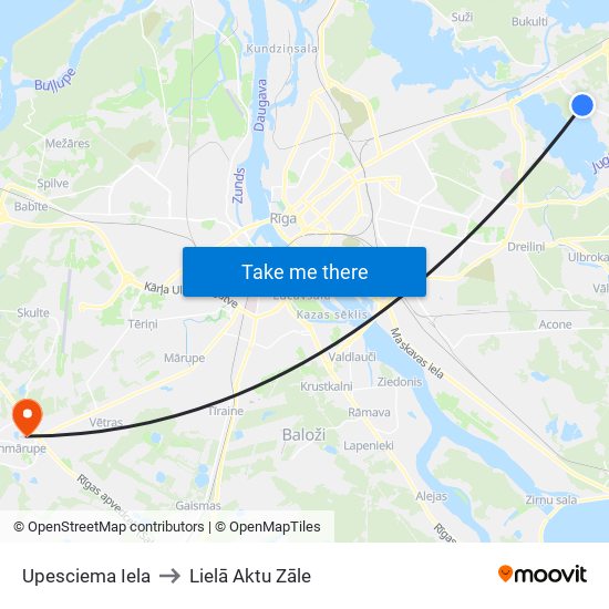 Upesciema Iela to Lielā Aktu Zāle map