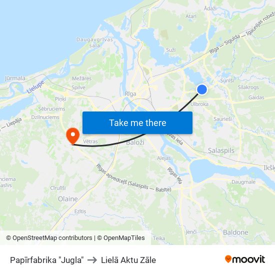 Papīrfabrika "Jugla" to Lielā Aktu Zāle map