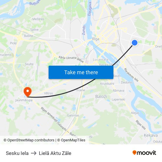 Sesku Iela to Lielā Aktu Zāle map