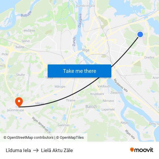 Līduma Iela to Lielā Aktu Zāle map