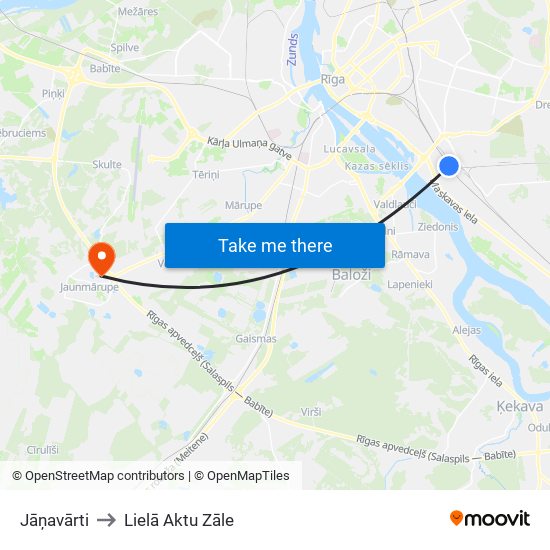 Jāņavārti to Lielā Aktu Zāle map