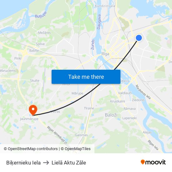 Biķernieku Iela to Lielā Aktu Zāle map