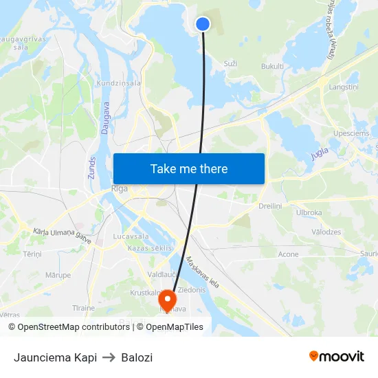 Jaunciema Kapi to Balozi map