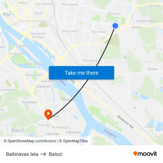 Baltinavas Iela to Balozi map