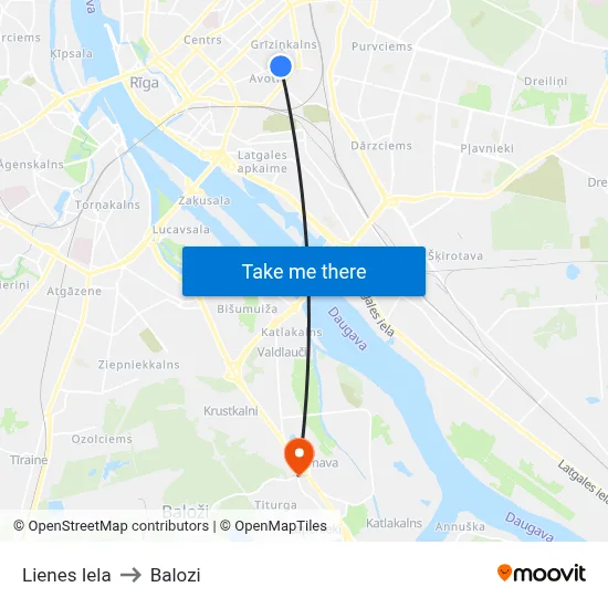 Lienes Iela to Balozi map