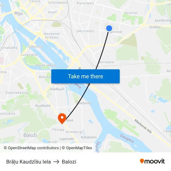 Brāļu Kaudzīšu Iela to Balozi map