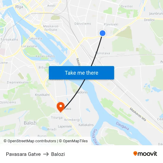 Pavasara Gatve to Balozi map