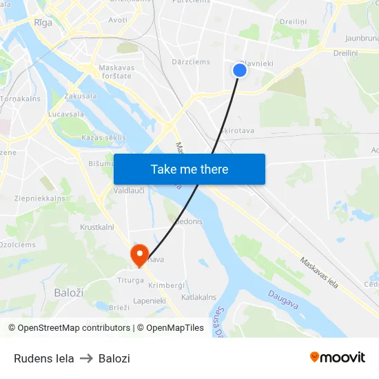 Rudens Iela to Balozi map