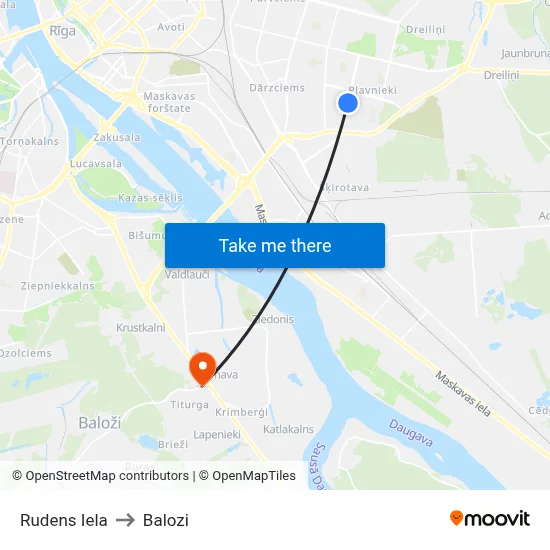 Rudens Iela to Balozi map