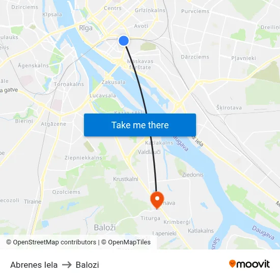 Abrenes Iela to Balozi map