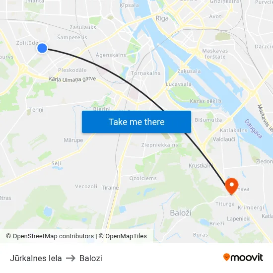 Jūrkalnes Iela to Balozi map