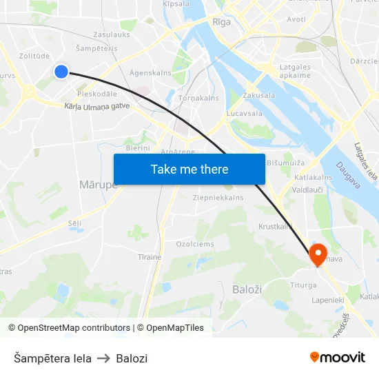 Šampētera Iela to Balozi map