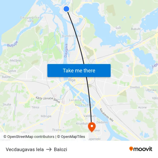 Vecdaugavas Iela to Balozi map