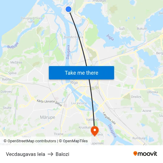 Vecdaugavas Iela to Balozi map