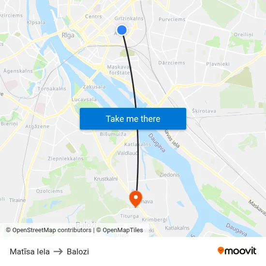 Matīsa Iela to Balozi map