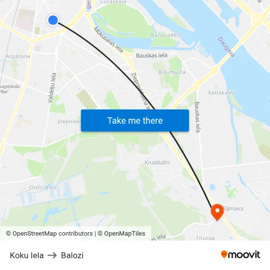 Koku Iela to Balozi map