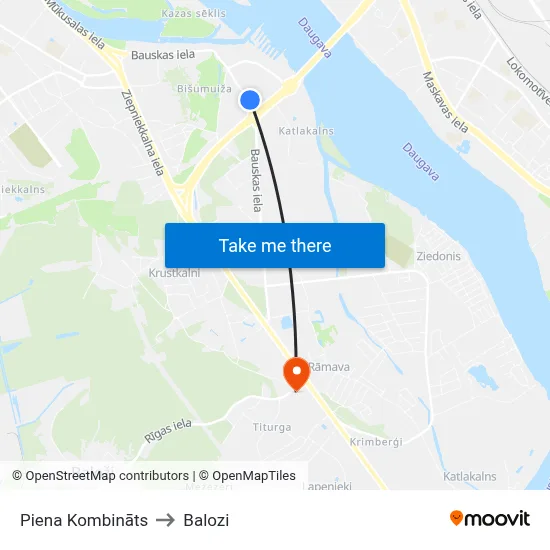 Piena Kombināts to Balozi map