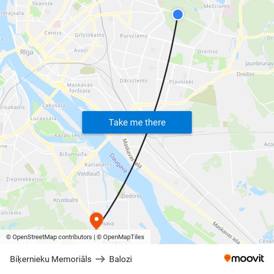 Biķernieku Memoriāls to Balozi map