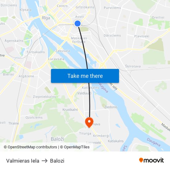 Valmieras Iela to Balozi map