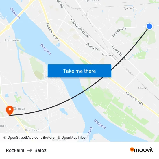 Rožkalni to Balozi map