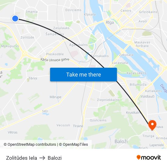 Zolitūdes Iela to Balozi map