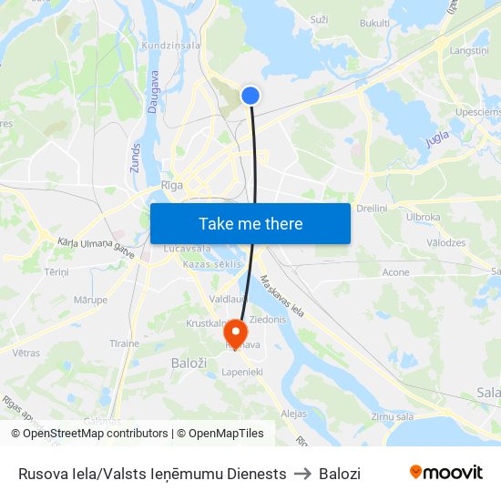 Rusova Iela/Valsts Ieņēmumu Dienests to Balozi map