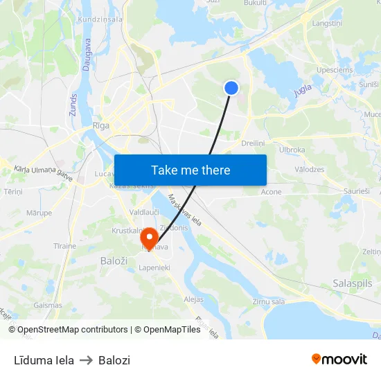 Līduma Iela to Balozi map