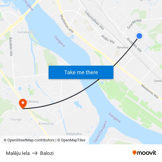 Malēju Iela to Balozi map