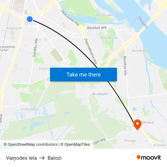 Vaiņodes Iela to Balozi map