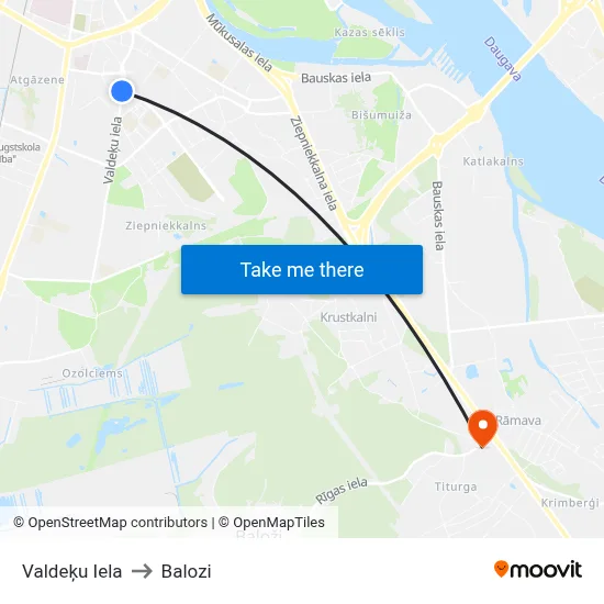 Valdeķu Iela to Balozi map
