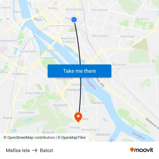 Matīsa Iela to Balozi map