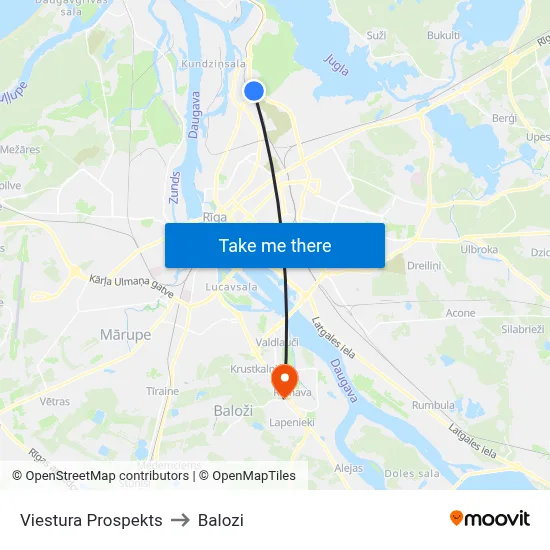Viestura Prospekts to Balozi map