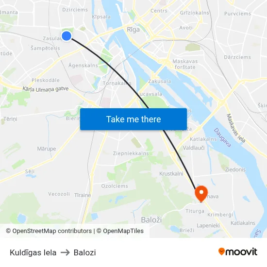 Kuldīgas Iela to Balozi map