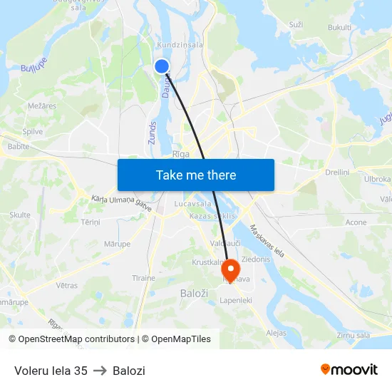 Voleru Iela 35 to Balozi map