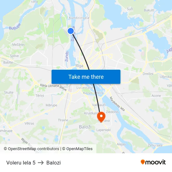 Voleru Iela 5 to Balozi map