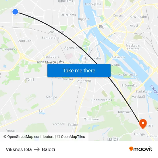 Vīksnes Iela to Balozi map