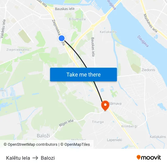 Kalētu Iela to Balozi map