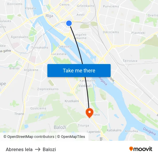 Abrenes Iela to Balozi map