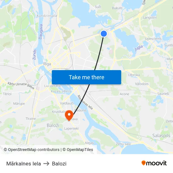 Mārkalnes Iela to Balozi map